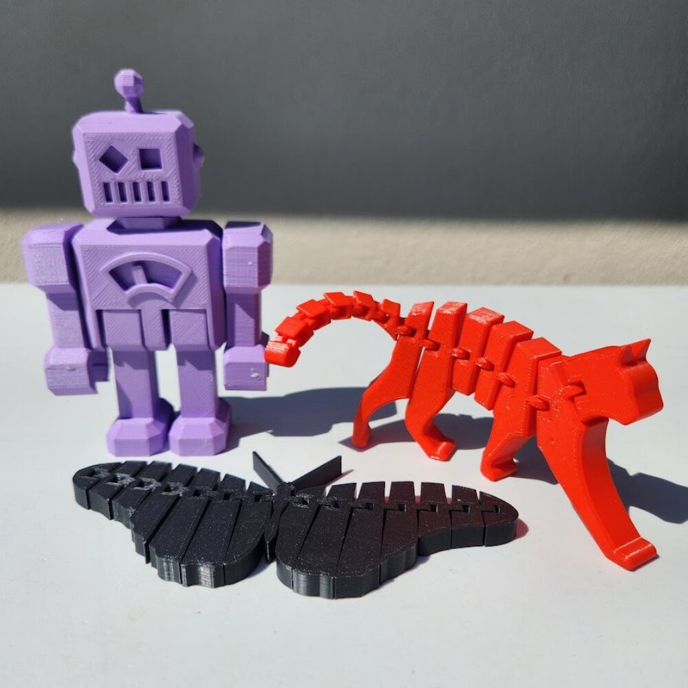 3D Printed Toys Toy Bundle Robot Cat Butterfly Articulated